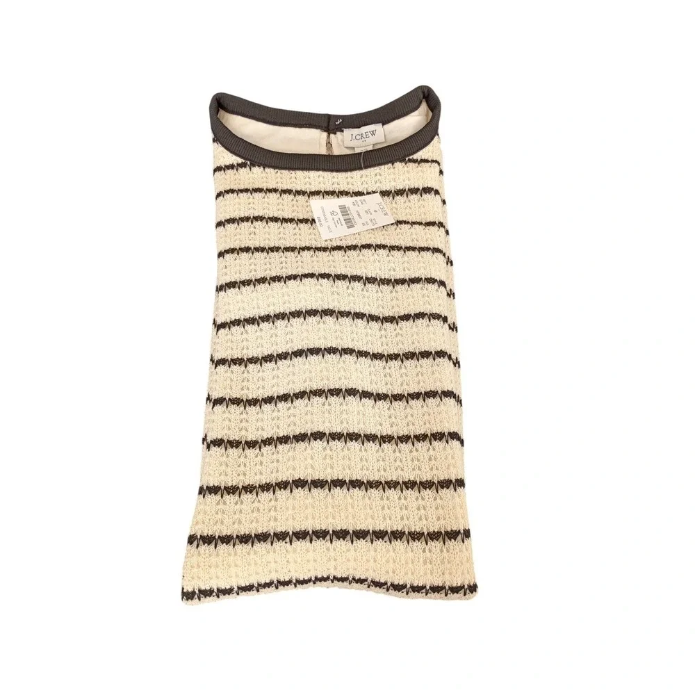J.CREW NWT Striped Knit Textured‎ Sleeveless SHIFT DRESS Cream Black 33